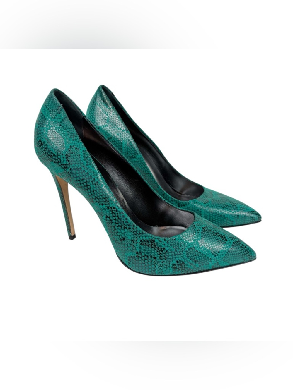 Daniela‎ Funari Green Snakeskin Pumps Stiletto Heels Size 39